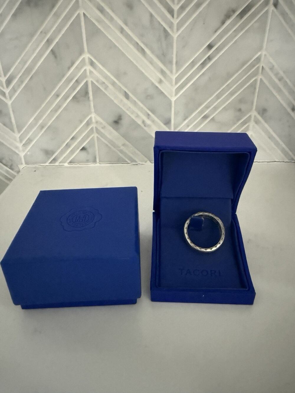 Tacori 18k Two Tone Platinum Gold Band Men's Ring Size 10 Sculpted Crescent 16g